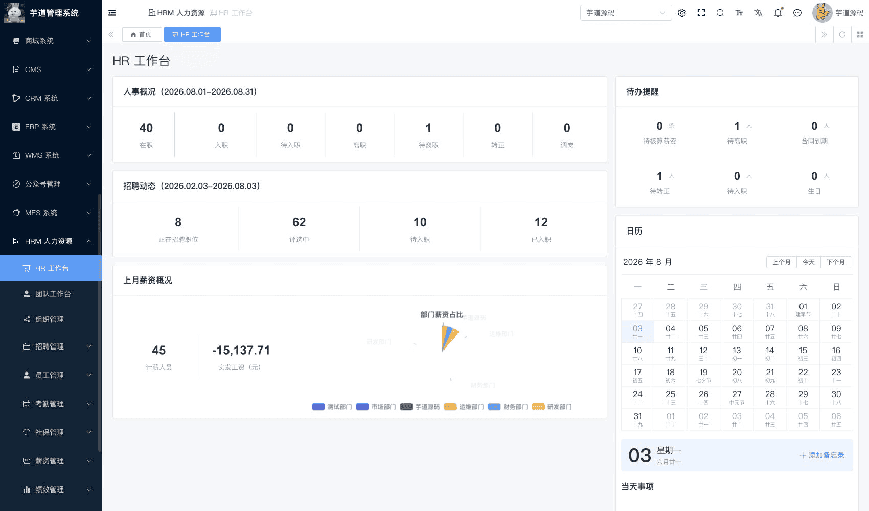 管理后台 - HR 工作台